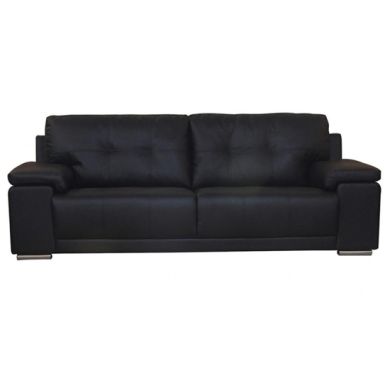 Ranee Bonded Leather And PU 3 Seater Sofa In Black