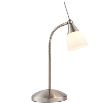 Range White Glass Touch Task Table Lamp In Satin Chrome