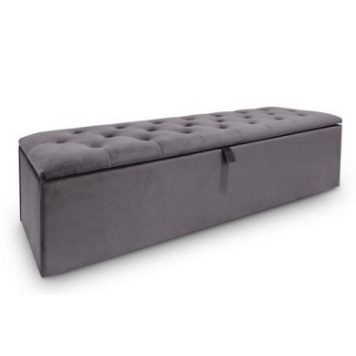 Ravello Velvet Blanket Box In Dark Grey