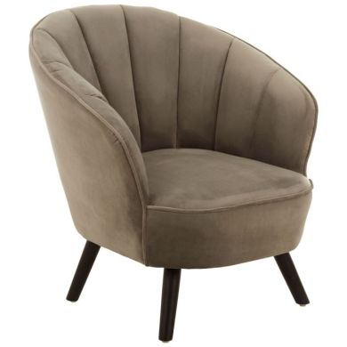 Regents Park Velvet Upholstered Lounge Chair In Grey