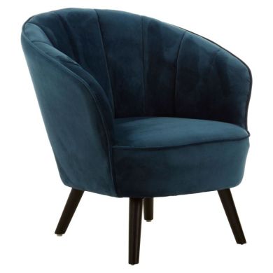 Regents Park Velvet Upholstered Tub Chair In Blue