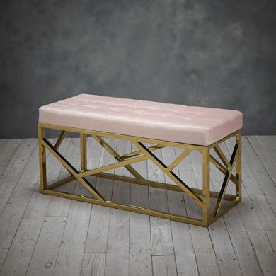 Renata Fabric Dining Bench In Pink