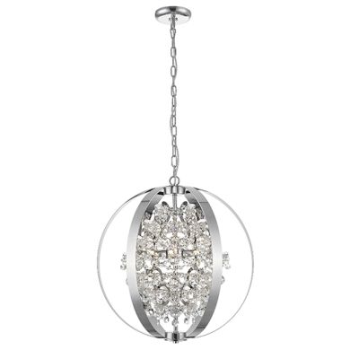 Reyna 5 Bulbs Crystal Balls And Beads Ceiling Pendant Light In Chrome