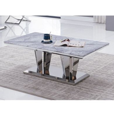 Riccardo Grey Marble Coffee Table With Chrome Metal Legs