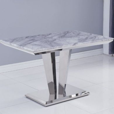 Riccardo Small Grey Marble Dining Table With Chrome Metal Legs