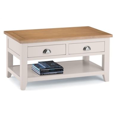 Richmond 2 Drawers Wooden Coffee Table In Elephant Grey