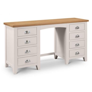 Richmond 8 Drawers Twin Pedestal Dressing Table In Oak And Grey