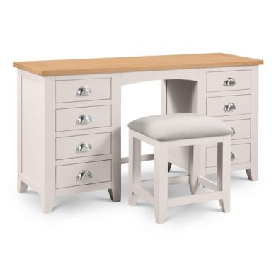 Richmond Twin Pedestal Dressing Table And Stool In Oak And Grey