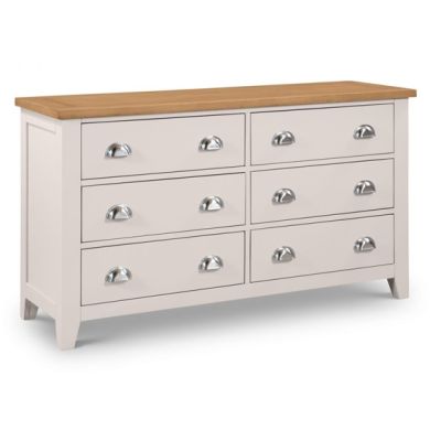 Richmond Wide Wooden Chest Of Drawers In Grey 6 Drawers