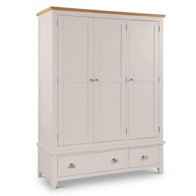 Richmond Wooden 3 Doors 3 Drawers Wardrobe In Oak And Grey