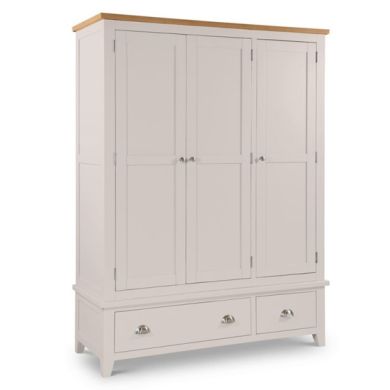 Richmond Wooden 3 Doors 3 Drawers Wardrobe In Oak And Grey