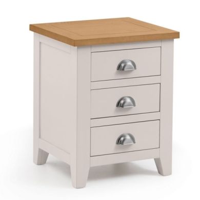 Richmond Wooden 3 Drawers Bedside Cabinet In Oak And Grey