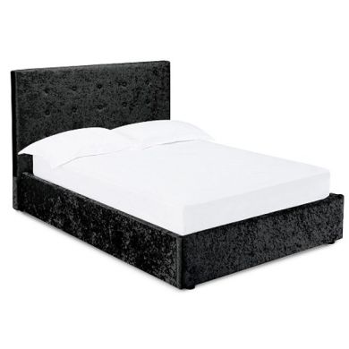 Rimini Crushed Velvet Upholstered Storage King Size Bed In Black