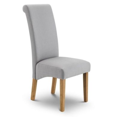 Rio Scrollback Shale Linen Fabric Dining Chair In Grey