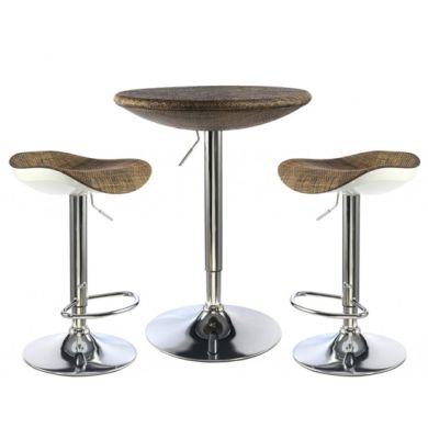 Ripley Textilene Bar Table In Brown With 2 Stools