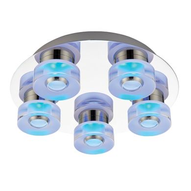 Rita LED 5 Lights Flush Ceiling Light In Chrome