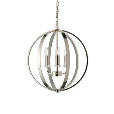 Ritz 3 Lights Ceiling Pendant Light In Bright Nickel