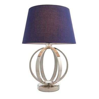 Ritz And Evie Navy Shade Table Lamp In Bright Nickel