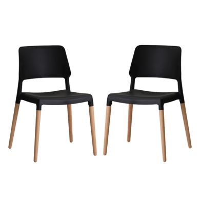 Riva Black Plastic Dining Chairs In Pair