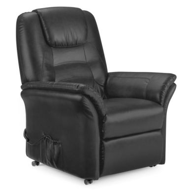 Riva Faux Leather Rise And Recliner Chair In Black