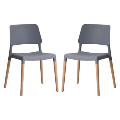 Riva Grey Plastic Dining Chairs In Pair