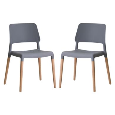 Riva Grey Plastic Dining Chairs In Pair