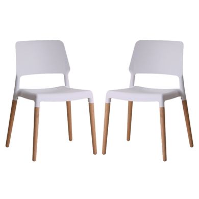 Riva White Plastic Dining Chairs In Pair