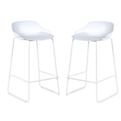 Rocco White Plastic Bar Stools In Pair