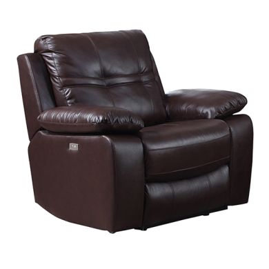 Rockport Power Recliner Leather And PU 1 Seater Sofa In Chocolate