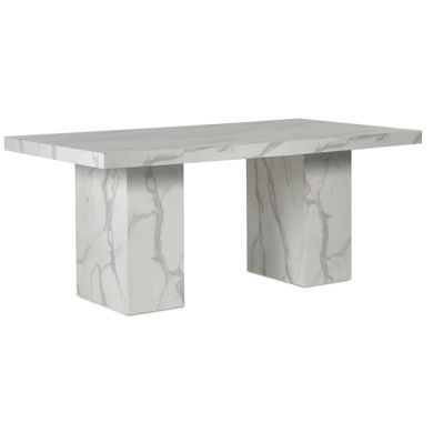 Rome Wooden Dining Table In White Marble Effect