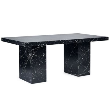Rome Wooden Dining Table In Black Marble Effect