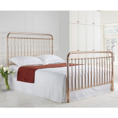 Rose Metal King Size Bed In Rose Gold