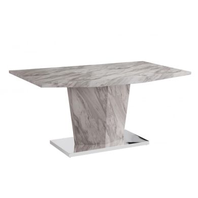 Rosebank Marble Effect Wooden Dining Table With Stainless Steel Base
