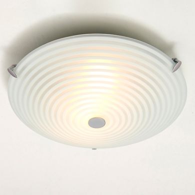 Roundel Led Frosted And Clear Glass 2 Lights Flush Ceiling Light In Chrome