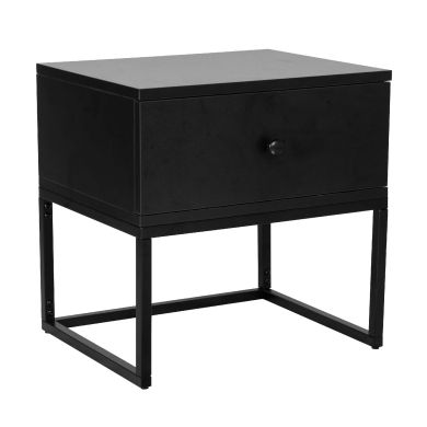 Rozelle Wooden Bedside Cabinet With 1 Drawer And Black metal legs