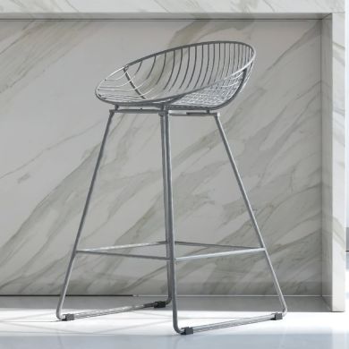 Ellis Metal Bar Chair In Grey