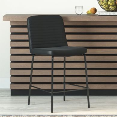 Corey Faux Leather Counter Bar Stool In Black