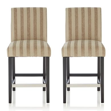 Saffron Sage Fabric Fixed Counter Height Bar Stools With Black Legs In Pair