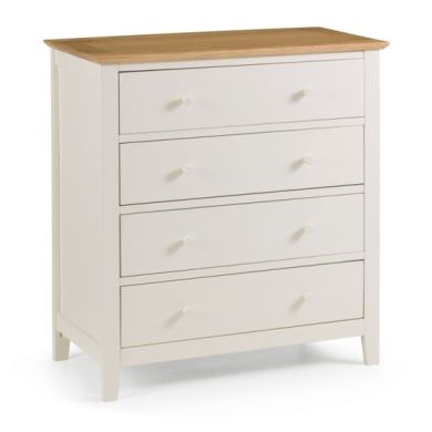 Salerno Wooden 4 Drawers Chest Of Drawers In Ivory And Oak
