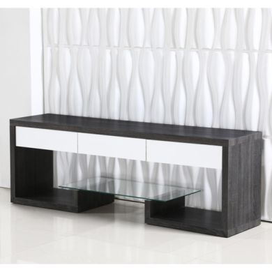 Samba Wooden TV Stand In High Gloss Black And White