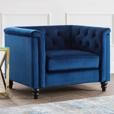 Sandringham Velvet 1 Seater Sofa In Blue