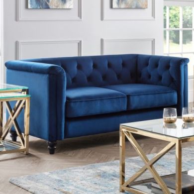 Sandringham Velvet 2 Seater Sofa In Blue