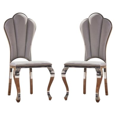 Sardinia Grey Fabric Upholstered Dining Chairs With Chrome Legs