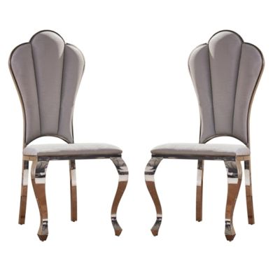 Sardinia Grey Fabric Upholstered Dining Chairs With Chrome Legs