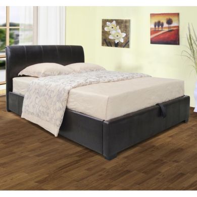 Savona Faux Leather Storage King Size Bed In Black