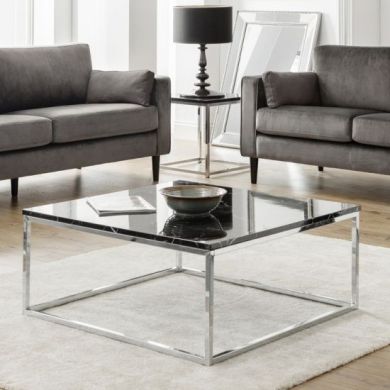Scala Black Marble Top Coffee Table With Chrome Frame