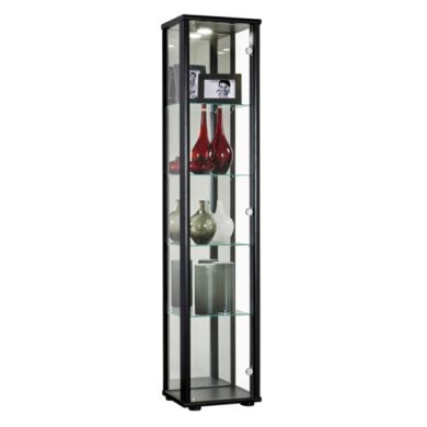 Selby 1 Door Display Cabinet In Black With 5 Shelves