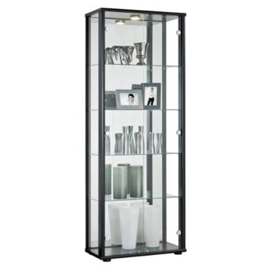 Selby 2 Doors Display Cabinet In Black With 5 Shelves