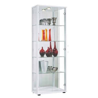 Selby 2 Doors Display Cabinet In White With 5 Shelves