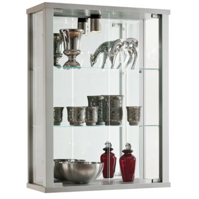 Selby Wall Mounted Display Cabinet In Silver With 3 Shelves